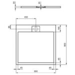 Ideal Standard i.Life Ultra Flat S Shower Tray 900x900mm Concrete Grey