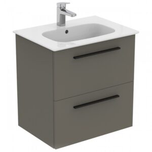 Ideal Standard i.Life A 60cm 2 Drawer Wall Basin Unit Matt Quartz Grey