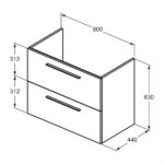 Ideal Standard i.Life A 80cm 2 Drawer Matt White Wall Vanity Unit