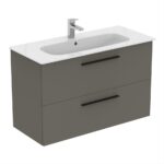 Ideal Standard i.Life A 100cm 2 Drawer Wall Vanity Unit Matt Quartz Grey