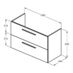 Ideal Standard i.Life A 100cm 2 Drawer Wall Vanity Unit Matt Quartz Grey