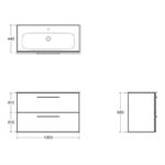 Ideal Standard i.Life A 100cm 2 Drawer Wall Vanity Unit Matt Quartz Grey