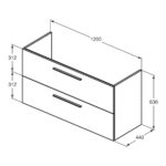 Ideal Standard i.Life A 120cm 2 Drawer Wall Vanity Unit Matt White