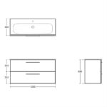 Ideal Standard i.Life A 120cm 2 Drawer Wall Vanity Unit Matt Griege