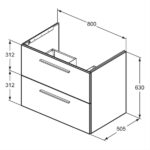 Ideal Standard i.Life B 80cm 2 Drawer Wall Basin Unit Matt White