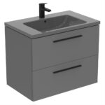 Ideal Standard i.Life B 80cm 2 Drawer Wall Basin Unit Matt Quartz Grey