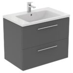 Ideal Standard i.Life B 80cm 2 Drawer Wall Basin Unit Matt Quartz Grey