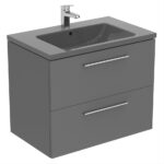 Ideal Standard i.Life B 80cm 2 Drawer Wall Basin Unit Matt Quartz Grey