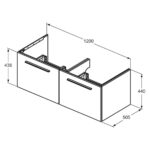 Ideal Standard i.Life B 120cm 2 Drawer Wall Basin Unit Matt White