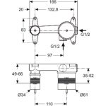 Ideal Standard Strada Wall Basin Mixer Kit A5948