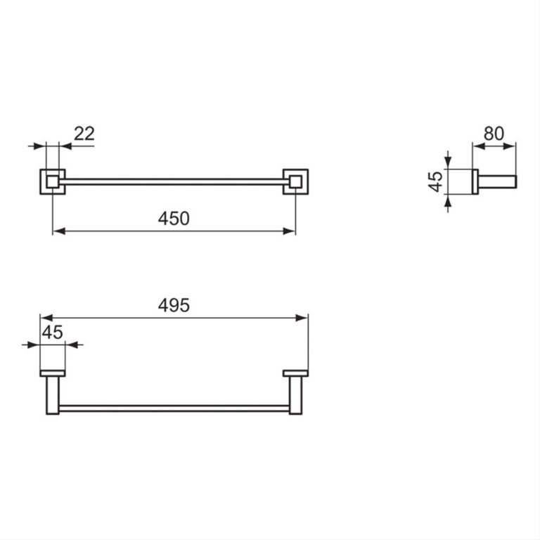 Ideal Standard IOM Square 45cm Towel Rail E2196 E2196AA