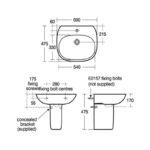 Ideal Standard Tesi 600mm 1 Taphole Basin & Semi Pedestal