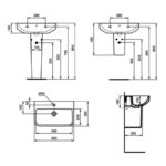 Ideal Standard i.Life S 600mm 1 Taphole Basin & Full Pedestal