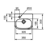 Ideal Standard i.Life A Handrinse Basin 350mm 1 Left Tap Hole T4709