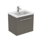 Ideal Standard i.Life S Compact Matt Grey 50cm Wall Unit & Basin, Chrome Handle