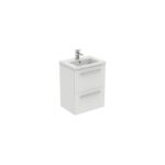 Ideal Standard i.life S 50cm Compact Wall Vanity Unit, 2 Drawers, Matt White