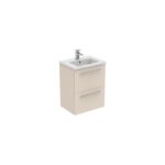 Ideal Standard i.life S 50cm Compact Wall Vanity Unit, 2 Drawers, Matt Beige