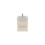 Ideal Standard i.life S 50cm Compact Wall Vanity Unit, 2 Drawers, Matt Beige