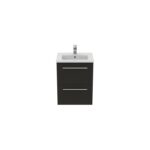 Ideal Standard i.life S 50cm Compact Wall Vanity Unit, 2 Drawers, Matt Carbon