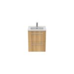 Ideal Standard i.life S 50cm Compact Wall Vanity Unit, 2 Drawers, Natural Oak