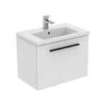 Ideal Standard i.Life S 600mm Wall Unit & Basin, Matt White,  Black Handle