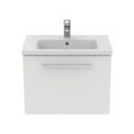 Ideal Standard i.Life S 600mm 1 Drawer Matt White Wall Unit & Basin, Chrome Handle