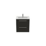 Ideal Standard i.life S 60cm Compact Wall Vanity Unit, 2 Drawers, Matt Carbon