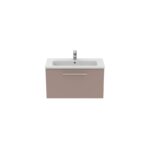 Ideal Standard i.life S 80cm Compact Wall Vanity Unit, 1 Drawer, Matt Griege