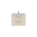 Ideal Standard i.life S 80cm Compact Wall Vanity Unit, 2 Drawers, Matt Beige