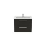 Ideal Standard i.life S 80cm Compact Wall Vanity Unit, 2 Drawers, Matt Carbon