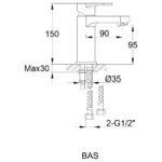 Imex Duro Basin Mixer Tap with Clicker Waste