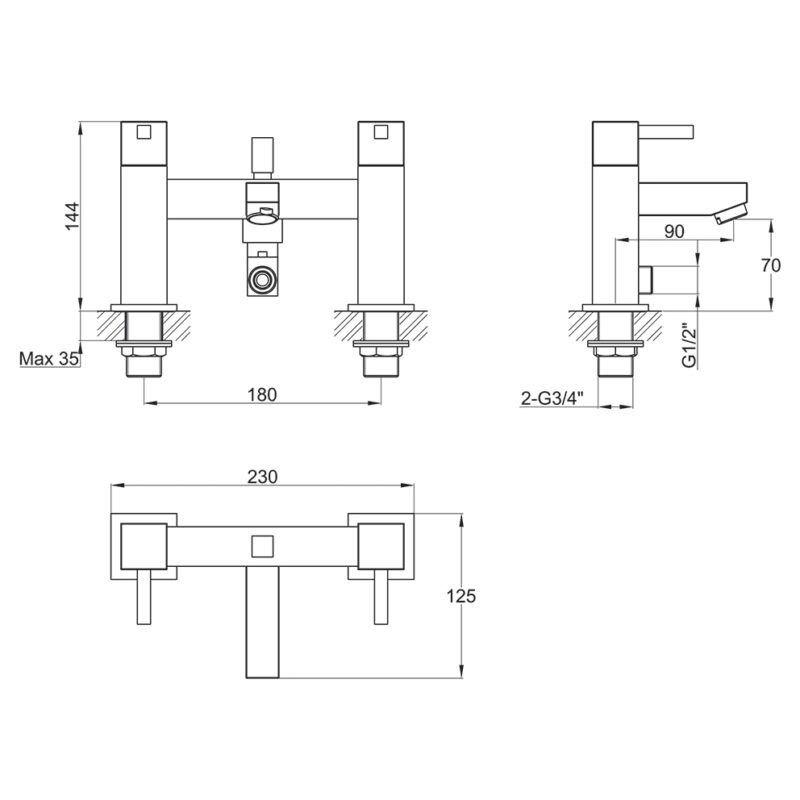 Imex Sq2 Bath Shower Mixer with Kit