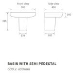 Iona Trafalgar 600mm Basin & Semi Pedestal