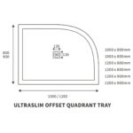 Refresh Ultra-Slim 1200x800mm Offset Quadrant Tray & Waste Left