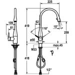 KWC Eve Sink Mixer with Pull-Out Aerator Stainless Steel