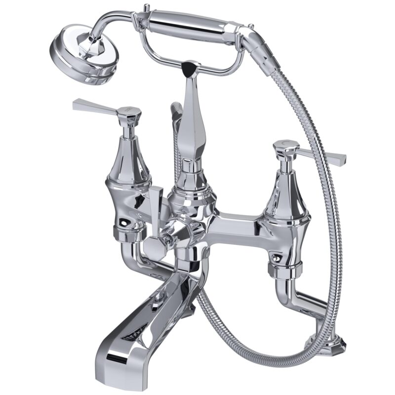 Perrin & Rowe Deco Bath Shower Mixer with Lever Handles Chrome