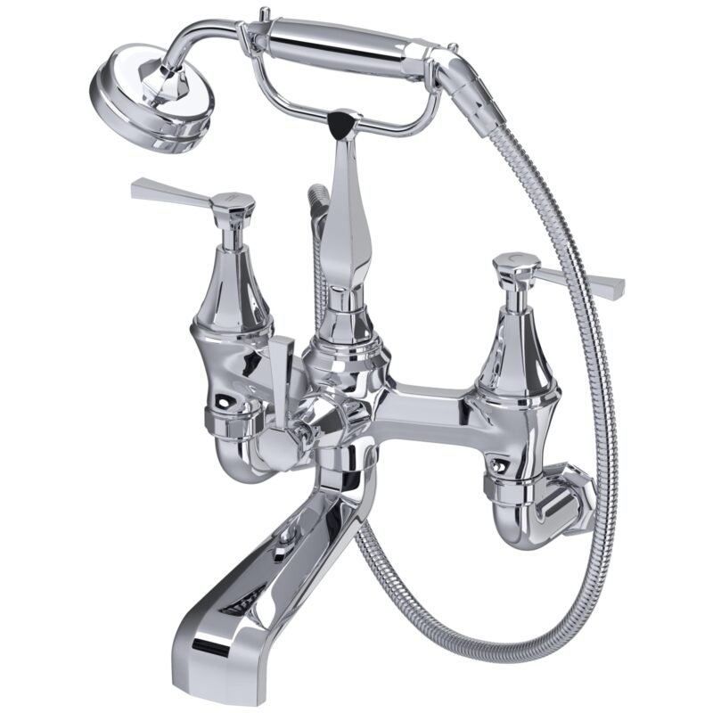 Perrin & Rowe Deco Wall Bath Shower Mixer with Lever Handles Chrome