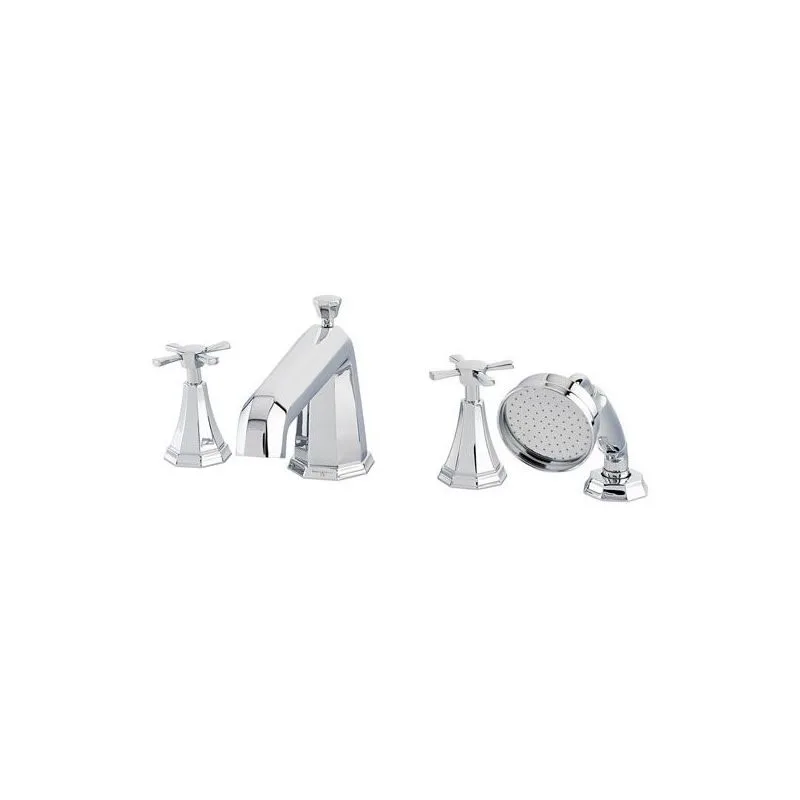 Perrin & Rowe Deco 4 Hole Bath Shower Mixer, Cross