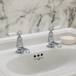 Perrin & Rowe Pair of Basin Taps with Lever Handles Gold