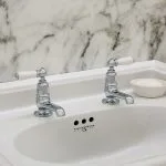 Perrin & Rowe Pair of Basin Taps with Lever Handles Nickel