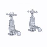 Perrin & Rowe Pair of Basin Taps with Crosshead Handles Nickel