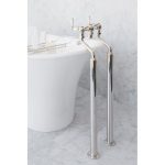 Perrin & Rowe Bath Filler with Lever Handles & Floor Legs Pewter