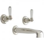 Perrin & Rowe 3 Hole Lever Wall Bath Set with Low Spout Nickel