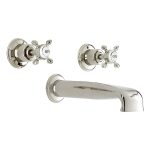 Perrin & Rowe 3 Hole Crosshead Wall Bath Set Low Spout Chrome