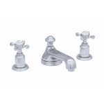 Perrin & Rowe 3 Hole Crosshead Basin Set Low Spout Nickel