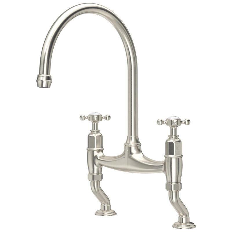 Perrin & Rowe Ionian Crosshead Bridge Sink Mixer Tap Pewter