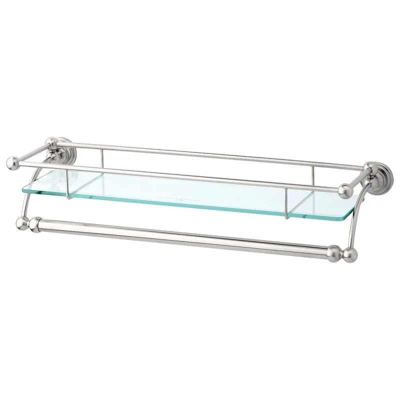 Perrin & Rowe 20" Glass Shelf with Towel Rail Gold