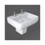 RAK Metropolitan 520mm 2 Hole Basin & Semi Pedestal