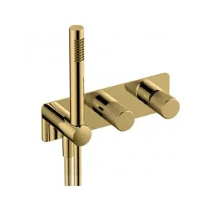 RAK Amalfi Thermostatic Dual Outlet Shower Valve with Handset Brushed Gold