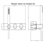 RAK Horizontal Dual Outlet Shower Valve with Handset Matt Black